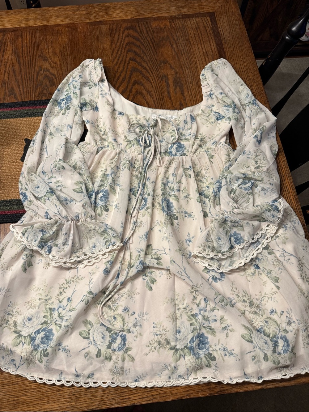 Altar'd State Cream Dress with Blue Floral Print
